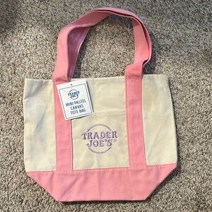 Trader Joe’s Mini Pastel Canvas Tote Bag Pink